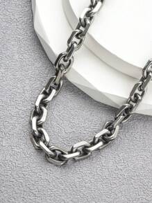 1 pieza Collar de cadena de acero inoxidable vintage desgastado, colgante de estilo minimalista y elegante hip hop para hombres