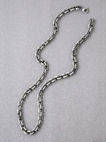 1 pieza Collar de cadena de acero inoxidable vintage desgastado, colgante de estilo minimalista y elegante hip hop para hombres