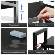Estante De Cocina Horno Microondas Extensible De Doble Capa - Negro - Ver 5