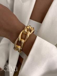 1pc Vintage Minimalist Multi-Element Asymmetrical Big Cuff Bracelet, Exaggerated Fashion Wide Face Adjustable Wrist Open Cuff Bracelet For Women, High-Quality Dual-Sided Spring Bracelet, Multi-Functional Stackable Jewelry, Suitable For Daily Decoration, Party And Banquet Jewelry, Holiday Gift Jewelry