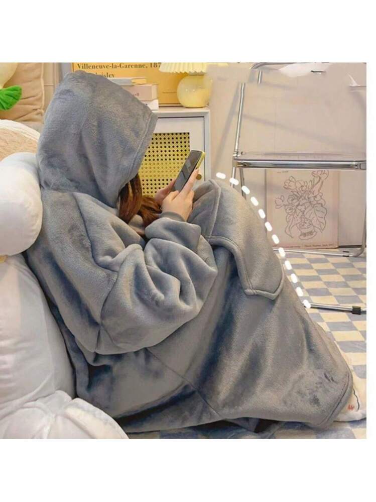 Coperta indossabile con cappuccio per donne e uomini, con stampa scozzese viola e bianca, coperta invernale calda, scialle, morbida e accogliente flanella oversize indossabile, mantello con tasca