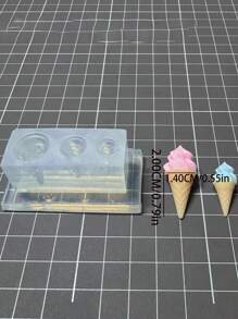 Mini Realistic Ice Cream Cone Squeeze Silicone Mold, For DIY Realistic Food Crafts, Clay, UV Gel
