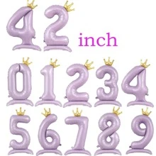 1 件紫色 42 英寸底座皇冠数字 0-9 周年生日阵亡将士纪念日节日庆祝婚礼派对装饰 - 紫色 - 查看 4