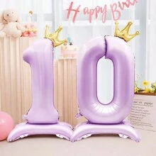 1 件紫色 42 英寸底座皇冠数字 0-9 周年生日阵亡将士纪念日节日庆祝婚礼派对装饰 - 紫色 - 查看 6