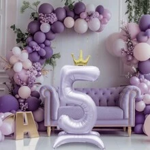 1 件紫色 42 英寸底座皇冠数字 0-9 周年生日阵亡将士纪念日节日庆祝婚礼派对装饰 - 紫色 - 查看 5