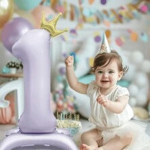 1 件紫色 42 英寸底座皇冠数字 0-9 周年生日阵亡将士纪念日节日庆祝婚礼派对装饰 - 紫色 - 查看 3