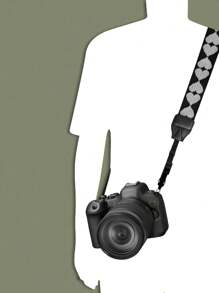 1 pièce Sangle d'épaule pour appareil photo DSLR en forme de cœur noir et blanc, convient pour différents appareils photo DSLR et certains appareils photo sans miroir