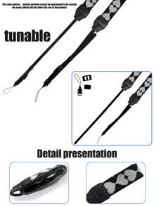 1 pièce Sangle d'épaule pour appareil photo DSLR en forme de cœur noir et blanc, convient pour différents appareils photo DSLR et certains appareils photo sans miroir