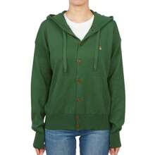 Vivienne Westwood Embroidered Logo Hoodie Cardigan Green