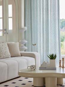 1 pieza Cortina traslúcida azul, panel de cortina de voile semitraslúcida de unicolor al estilo estadounidense para sala de estar, dormitorio, balcón