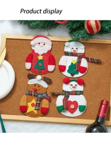 1 Bộ dao kéo 3 món theo chủ đề Giáng sinh, Đồ dùng thiết kế hình ông già Noel và người tuyết để trang trí bàn tiệc ngày lễ, Quà tặng cho gia đình và bạn bè, Halloween, Trang trí Halloween - Nhiều màu - Xem 3