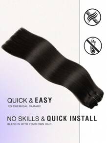7pcs Clip-In Hair Extensions, Real Human Hair, 1B Natural Black, 14-22 Inches Straight, Remy Human Hair Clip-In Extensions, Seamless Clip-In Hair Pieces - S1 - View 5