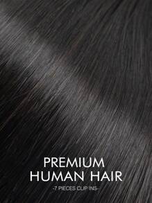 7pcs Clip-In Hair Extensions, Real Human Hair, 1B Natural Black, 14-22 Inches Straight, Remy Human Hair Clip-In Extensions, Seamless Clip-In Hair Pieces - S1 - View 6