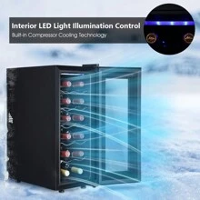 OYAJIA 12 Bottle Wine Cooler With Digital Touch Screen Controls & LED Light,10-15℃, Black - Black - View 7