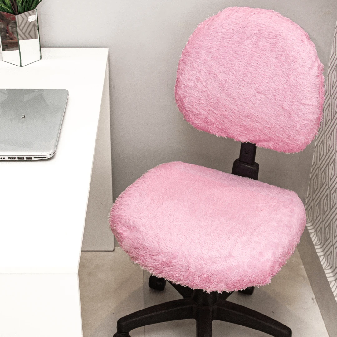 D Vieira Textil Decor Executive Chair Cover Short Hair Owl Makeup Salon Beauty Dressing Table Office Swivel Manicure Stretcher Wheel Eyebrow - 淺粉色 - 查看 1