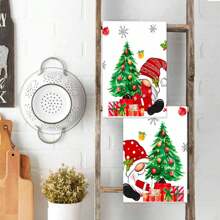 2pcs Christmas Napkins, Soft And Absorbent Fingertip Towels, Red Christmas Gnome Plaid Pattern Dishcloths, Seasonal Holiday Decorative Towel Set, Winter Decor, Christmas Decor, Kitchen Towels, Home Decor - Multicolor - View 7