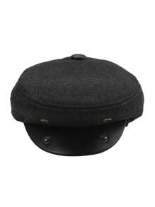 1pc 秋冬季护耳贝雷帽新款中老年八角帽保暖护耳帽英伦时尚复古平顶帽中老年人爸爸帽带耳罩贝雷帽棒球帽 - 彩色 - 查看 8