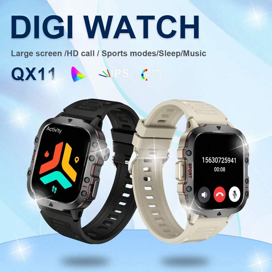 1pc Silicone Strap Smart Watch With High-Definition Touch Screen, Various Sports Functions, Body Temperature, Weather Forecast, Bluetooth, Call Reminder, Compatible With Android & IOS Systems, Suitable For Gifts & Casual Wear