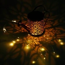 Solar Watering Can Light Retro Metal 36LED Kettle String Lights Waterproof Fairy Lights Hanging Solar Powered Lanterns Outdoor Garden Flower Decor For Pathway Patio Yard Christmas - Bronze - View 5