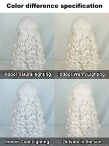 Klassische Mode Königin Perücke, lange, voluminöse Lockenpracht, Pferdeschwanz, halb hoch, halb runter, hitzebeständiges synthetisches weißes Haar, Anime Cosplay Perücke für Frauen, tägliche Party Kostüme & natürlich aussehende mittlere Scheitel weiße lockige Prinzessin Perücke für Urlaub, Geburtstag, Thanksgiving, Weihnachtsgeschenke, 1 Stück Perückenkap - Weiss - Übersicht 8
