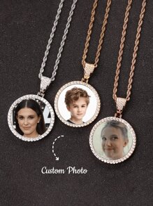 1Pc Custom Photo Necklace Men Women Personalized Jewelry Customized Any Picture Pendant Stainless Steel Chain 18-30 Inch Tennis Necklaces, Mothers Or Gift,Gold,Rose Gold,Silver,Stylish,Colorful,Vintage,Unisex,Hipster,Simple,Casual,Custom,Personalized,Unique,Ideal Gifts For Him,Ideal Gifts For Her,Her,Boyfriend,Girlfriend,Dad,Mom,Family,Friends,For Anniversaries,For Birthdays,For Graduation,For Prom,For Party,Jewelry Women,Elegant Outfit,New Year Glamour - Gold - View 1