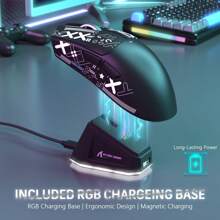 Attack Shark X11 59g Superlight Wireless Gaming Mouse With Grip Tape, RGB Charging Dock,BT/2.4G Wireless/Wired Pc Mouse, 22000 DPI,5 Programmable Buttons For Pc - Black - View 3