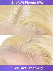 Peruca Frontal de Renda Loira de Cabelo Humano Reto 613, 13x4, Pré-Raspado, 20-28 Polegadas, Densidade de 150%, Renda Transparente, para Mulheres na Cor 613