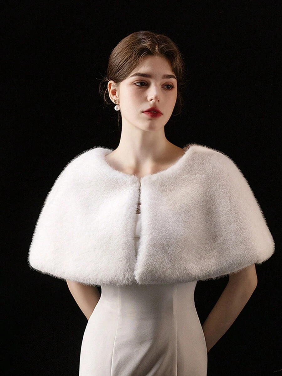 Elegante y de moda chal abrigador, suave y resistente al viento para mujer, ideal para bodas, fiestas y salidas en otoño e invierno - Blanco - Ver 1