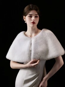 Elegante y de moda chal abrigador, suave y resistente al viento para mujer, ideal para bodas, fiestas y salidas en otoño e invierno - Blanco - Ver 6