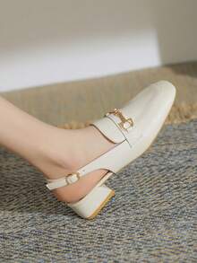 女士平底鞋，带鞋头和半拖鞋，适合女士户外穿着。2024 年新款米色夏季凉鞋，厚底厚跟凉鞋 - 米色 - 查看 2