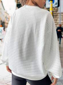 Thanksgiving Graphic Print Casual Sports Waffle Knit Sweatshirt - White - View 2