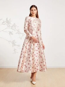 女士优雅花卉刺绣礼服，晚礼服，适合婚礼宾客、毕业典礼、晚宴 - 彩色 - 查看 7