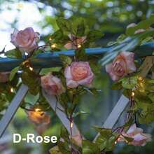 Artificial Rose Vine Fake Flower Garland Fake Silk Rose Hanging Vine For Wedding Party Background Arch Garden Background Decoration,Proposal, Wedding, Party Decoration(4 Style, Solar/Battery Powered, Not Including Battery) - Multicolor - View 11