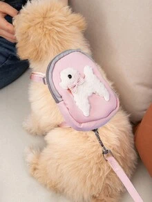 1 Balo thú cưng bằng vải nylon màu hồng + 1 Dây xích khóa hợp kim màu hồng dài 1,2m/47,24in, thích hợp cho chó và mèo nhỏ đi dạo ngoài trời, Dây xích dắt chó, Dây đeo ngực cho chó - Hồng - Xem 1