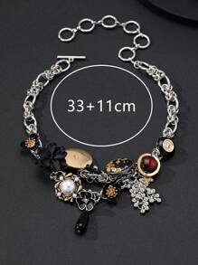 1 件 Y2K 复古花卉系列精致奢华美学链条项链适合女性日常佩戴