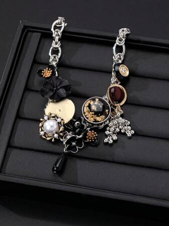 1pc Y2K Retro Vintage Floral Series Delicate Luxurious Aesthetic Chain Necklace Suitable For Women Daily Wear