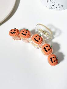 1pc New Acrylic Pumpkin Hair Clip, Halloween Holiday Costume Decoration Fall Winter Claw Clip Hair Accessories For Women For Vacation Outfits Woman