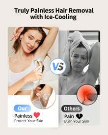 The IPL Laser Hair Removal Device In Champagne Gold Features Adjustable Ice Cooling, A Maximum Energy Of 18J, Automatic And Manual Modes, 999,900 Flashes, 9 Intensity Levels, Painless And Long-Lasting Hair Removal With Visible Results Within 4 Weeks. Suitable For Body And Face Use, Portable For Home And Travel, And Makes A Great Holiday Gift Such As For New Year's, Christmas, And Thanksgiving. - Xem 6