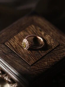 1 chiếc nhẫn bạc Sterling 925 mạ vàng hồng sang trọng thanh lịch khảm đá Zirconia và Beryl vàng, thiết kế hoa, thích hợp cho hẹn hò, đám cưới, tiệc tùng và các dịp trang trọng Ngày lễ tình nhân - Màu vàng - Xem 5