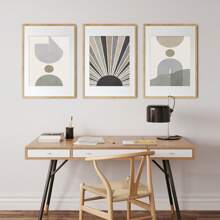 1/3pcs Mid Century Modern Prints Canvas Paintings Boho Wall Art Sun And Rainbow Poster Abstract Bohemian Ideal For Home Living Room Bedroom Decor Unframed - Multicolor - View 4