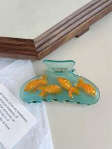 4 chiếc kẹp tóc hình con cá bằng nhựa Acetate, thiết kế hình động vật dễ thương, phụ kiện tóc thời trang - Nhiều màu - Xem 16