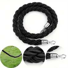 1.5M Twisted Queue Rope Barrier Post Stand Divider Crowd Control Stanchion For Clubs Hotel Bank Hospital (Black) - Black - View 7