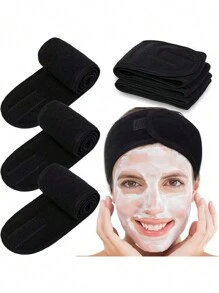1入組水療面部頭帶，毛巾調節頭巾淋浴發帶彈性毛巾浴巾，適用於沐浴化妝瑜伽運動 - 黑色 - 查看 13