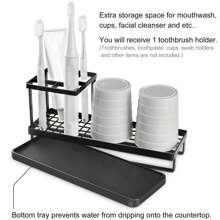 1pc Black Metal 4-Slot Rust-Proof Bathroom Toothbrush Holder With Drainage, Toothpaste & Electric Toothbrush Stand Home Bathroom Decor Fall Decor Back To School