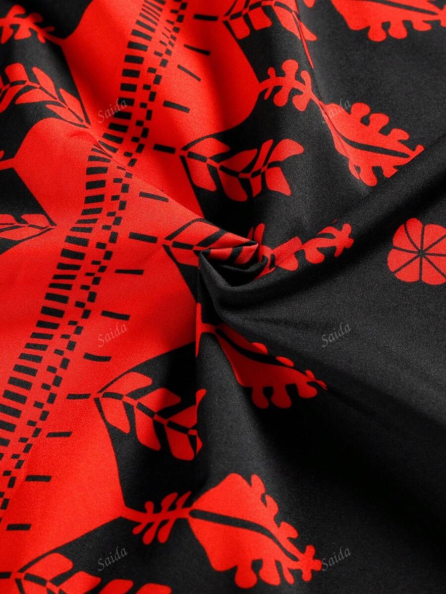 Women's Arabic Pattern Print Bell Sleeve Long Sleeve Robe for Sale