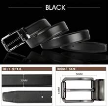 Men's Belt Leather Men Leather Belt Business Suit Jeans Belt Adjustable Black Brown 32mm Wide