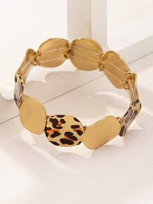 1pc European & American Fashion Leopard Print Classic Retro Sexy Minimalist High-End Textured Elastic Rope Bracelet - Multicolor - View 4