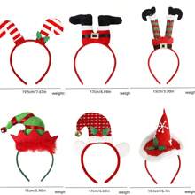 圣诞装饰 1 件/3 件/6 件红色和绿色节日 3D 头带、圣诞帽和圣诞老人卡通装饰适用于派对和庆祝活动 - 彩色 - 查看 14