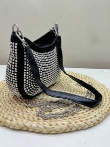 Women's Crossbody And Shoulder Bag With Detachable Straps (Chain And PU Leather). Pearly Glitter Details - 銀色 - 查看 3