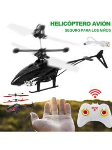 RC Helicopter Flying Toy, Rechargeable Mini Handheld Drone With LED Light For Kids, Indoor Outdoor Games For Boys Girls, Shark Glow Spin Helicopter, Royal Deluxe Edition, Motion Control Drone - USB Rechargeable Toy (Black) - 黑色 - 查看 2